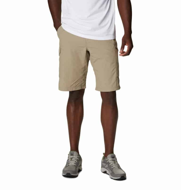 a man wearing brown shorts