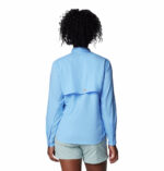 a woman wearing a blue shirt