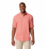 a man wearing a pink shirt