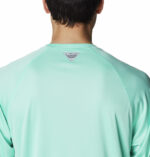 a man in a green shirt