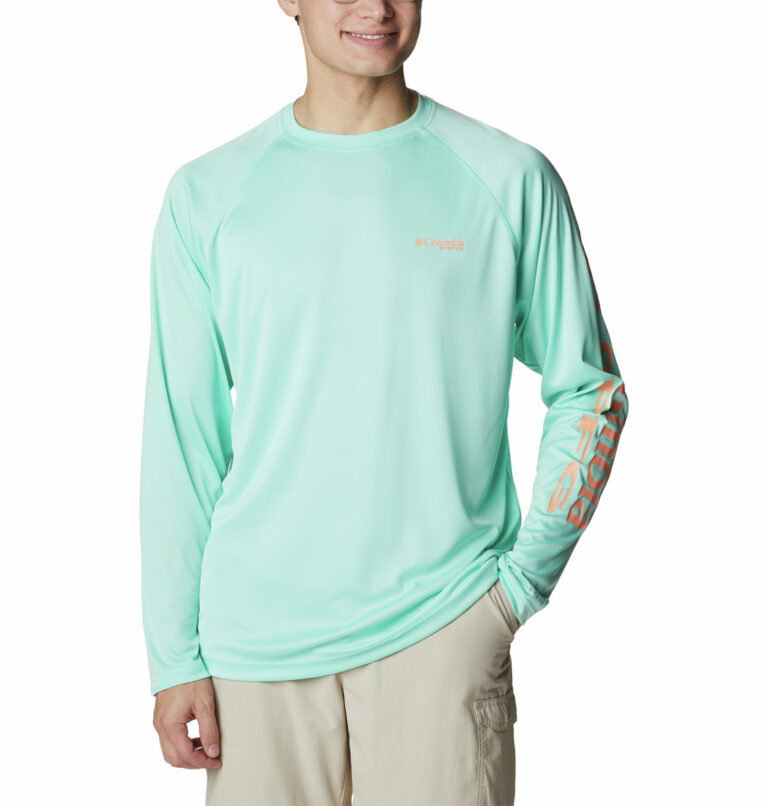 a man in a green shirt