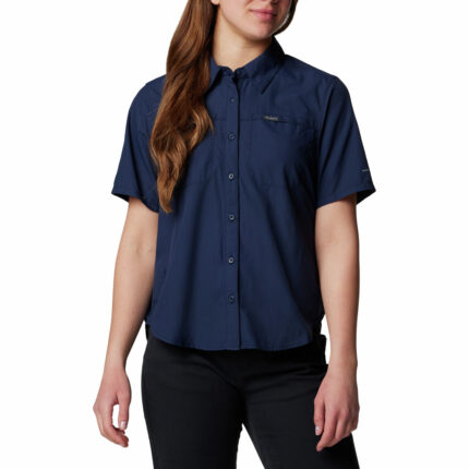 a woman wearing a blue shirt