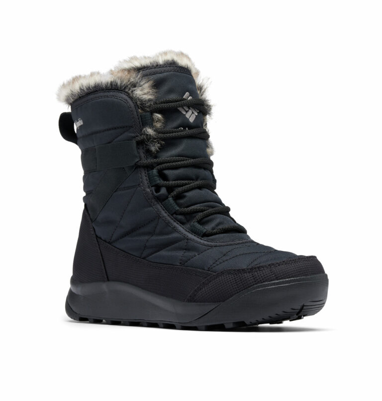a black boot with fur on the side