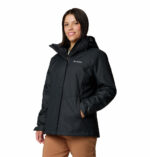 a woman wearing a black jacket