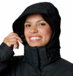 a woman wearing a black jacket