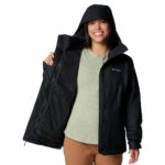 a woman wearing a black jacket