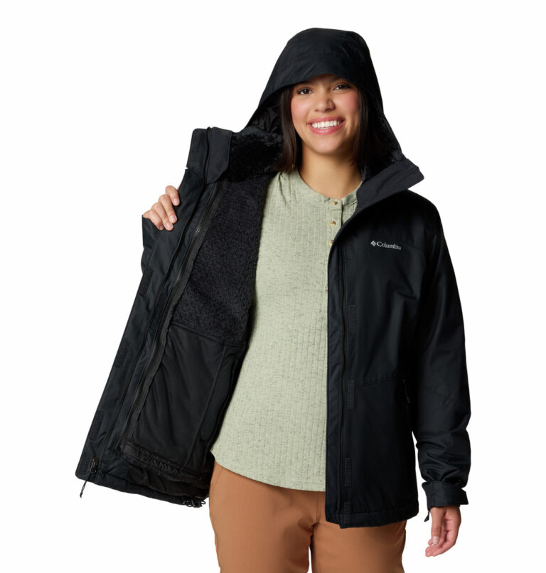 a woman wearing a black jacket