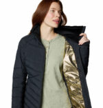 a woman in a black jacket