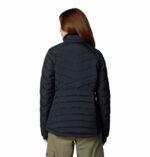 a woman in a black jacket