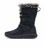 a black boot with fur trim
