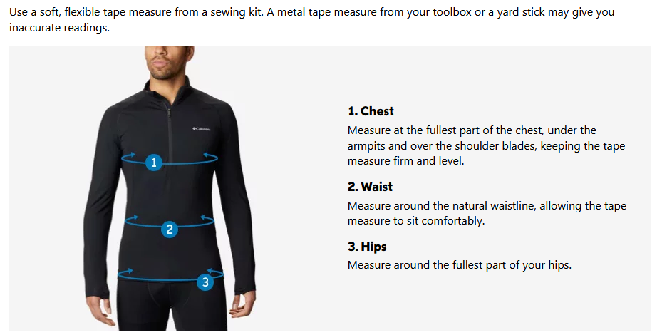 A Size Chart to check fits