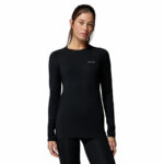 a women wearing a black Midweight Stretch Long Sleeve Top