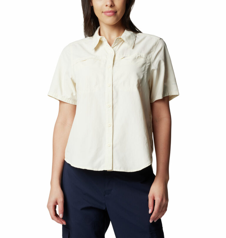 a woman in a white shirt