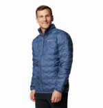 a man in a blue jacket