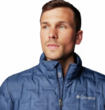 a man in a blue jacket