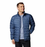 a man in a blue jacket
