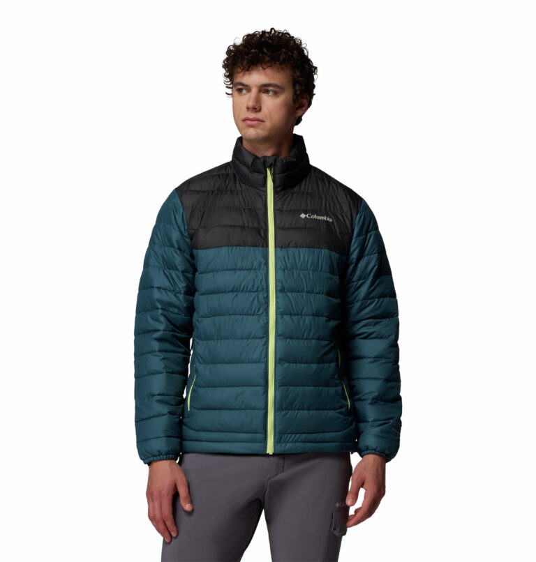 a man wearing a blue black powder lite II jacket
