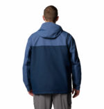 A Man in a blue jacket back View