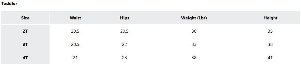 a screenshot of the sizing guides