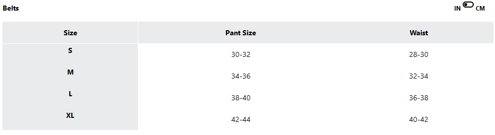 a screenshot of the sizing guides
