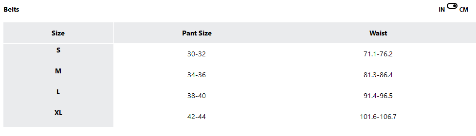 a screenshot of the sizing guides
