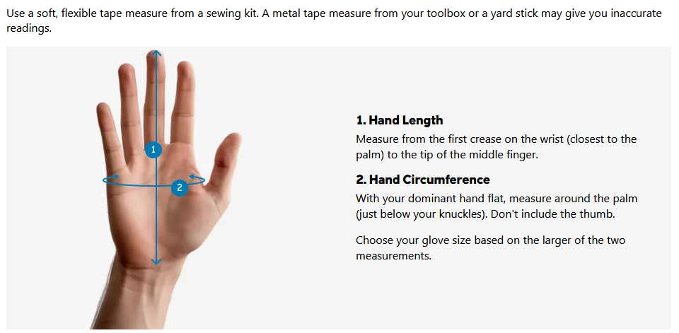 a screenshot of the sizing guides