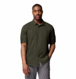 a man wearing a green silver ridge utility lite long sleeve shirt
