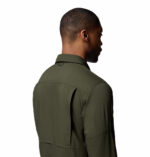 a man wearing a green silver ridge utility lite long sleeve shirt