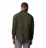 a man wearing a green silver ridge utility lite long sleeve shirt
