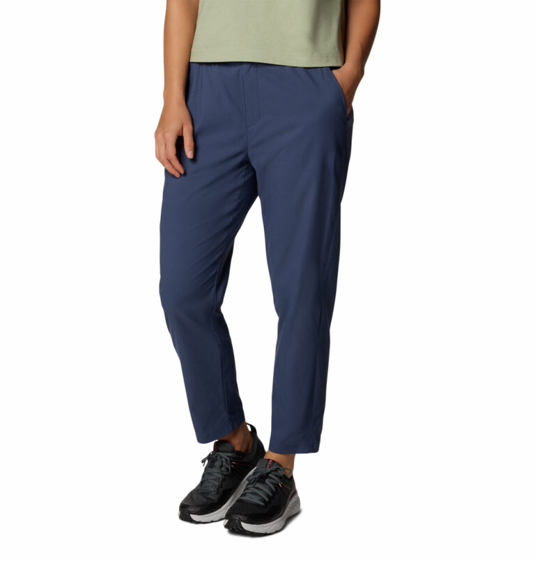 a women wearing blue pants