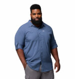 a man wearing a blue long sleeve shirt