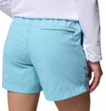 A women wearing blue water shorts