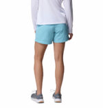 A women wearing blue water shorts