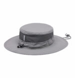 a close up of a grey hat