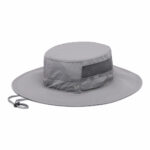 a close up of a grey hat