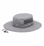 a close up of a grey hat