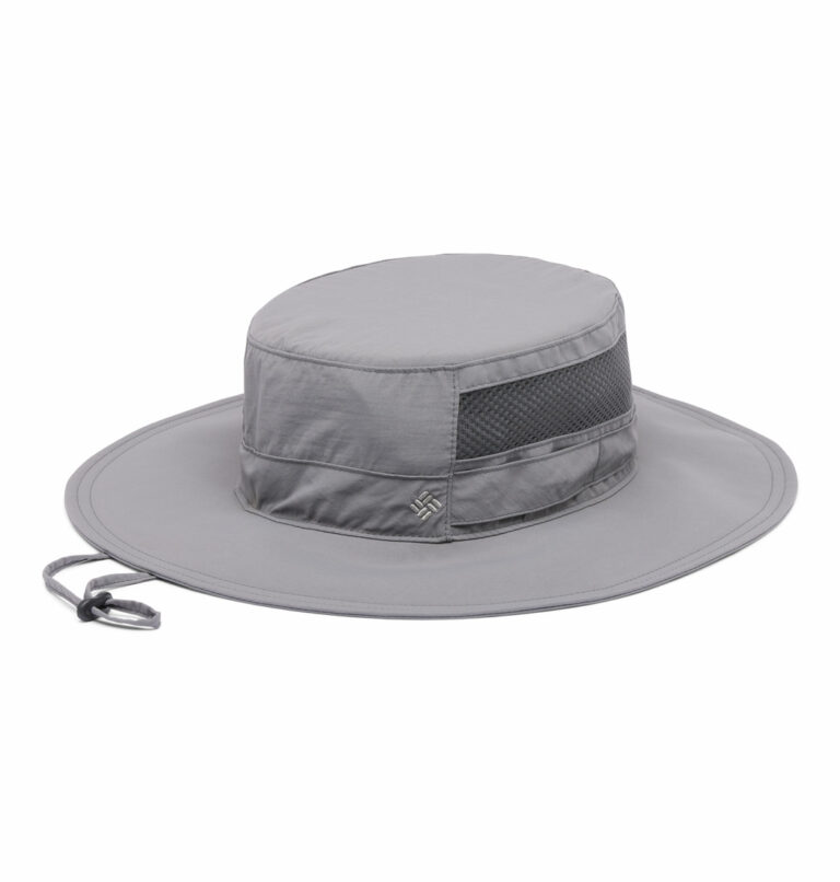 a close up of a grey hat