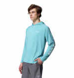 A man wearing a blue hoodie