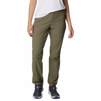 a women wearing brown pants