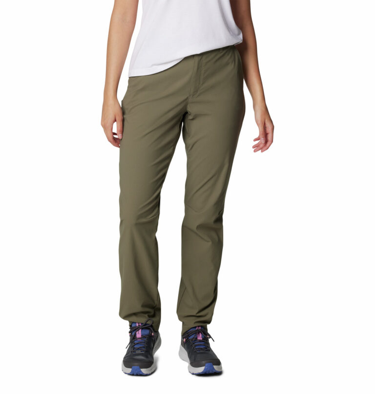 a women wearing brown pants