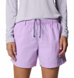 a women wearing pink shorts