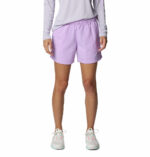 a women wearing pink shorts