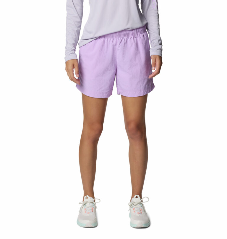 a women wearing pink shorts