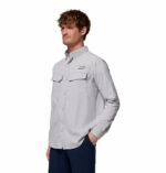 a man wearing a grey long sleeve shirt