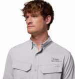 a man wearing a grey long sleeve shirt