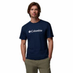 a man wearing a blue CSC Basic Logo Short Sleeve Tee