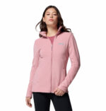 A women wearing a pink Fleece Zip up