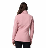 A women wearing a pink Fleece Zip up