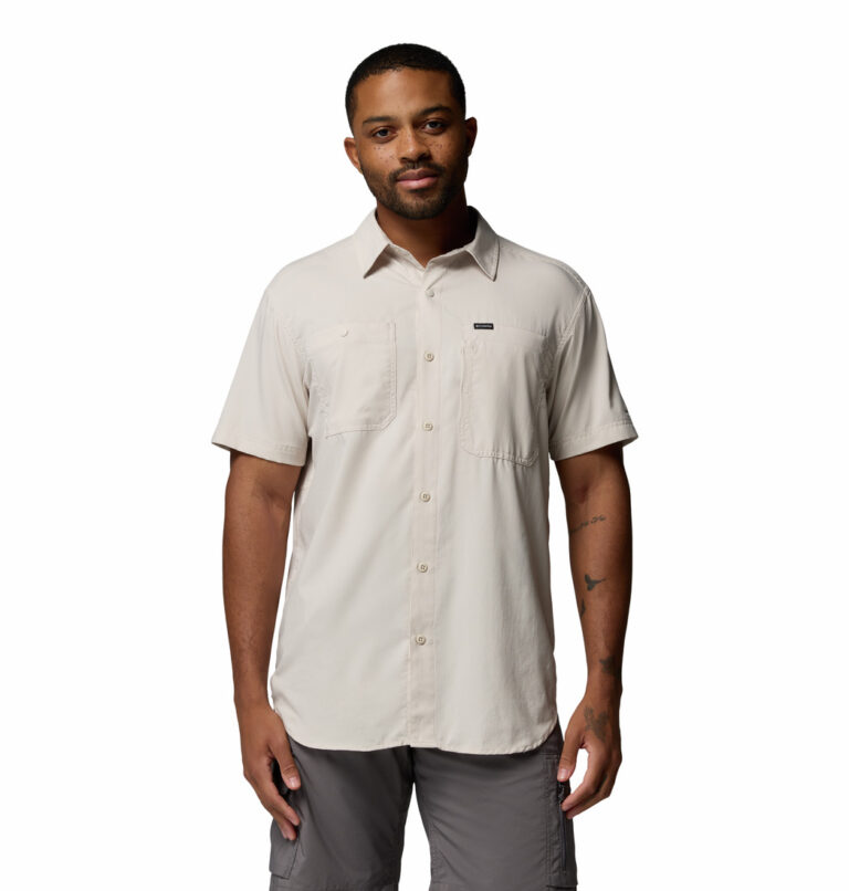 a man wearing a brown Silver Ridge Utility Lite Short Sleeve Shirt