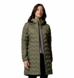 s women wearing a green Delta Ridge II Long Jacket